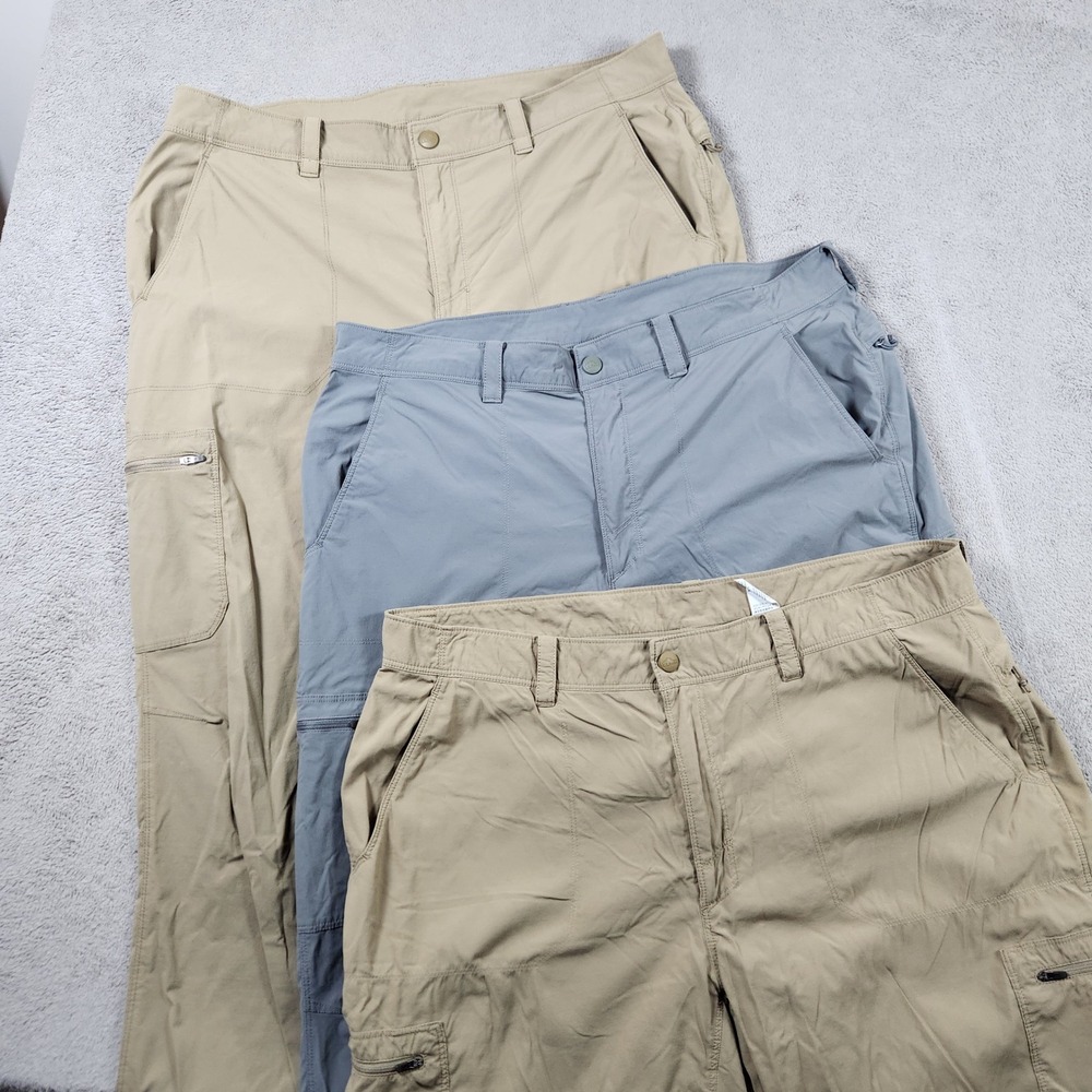 LL Bean Cresta Pants Mens size 38x32 Tan Nylon Stretch Outdoor Hiking Lot of 3